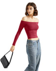 Buttery Soft Off Shoulder Shirt - Long Sleeve-Clothing-SUUKSESS-SUUKSESS
