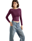 Buttery Soft Open Back Shirt - Long Sleeve-Clothing-SUUKSESS-violet-XS-SUUKSESS
