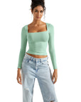 Buttery Soft Square Neck Shirt - Long Sleeve-Clothing-SUUKSESS-Mint-XS-SUUKSESS