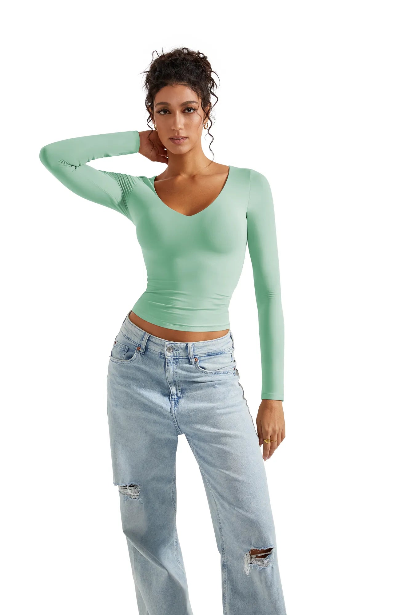 Buttery Soft V Neck Shirt - Long Sleeve-Clothing-SUUKSESS-SUUKSESS