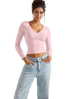 Buttery Soft V Neck Shirt - Long Sleeve-Clothing-SUUKSESS-SUUKSESS