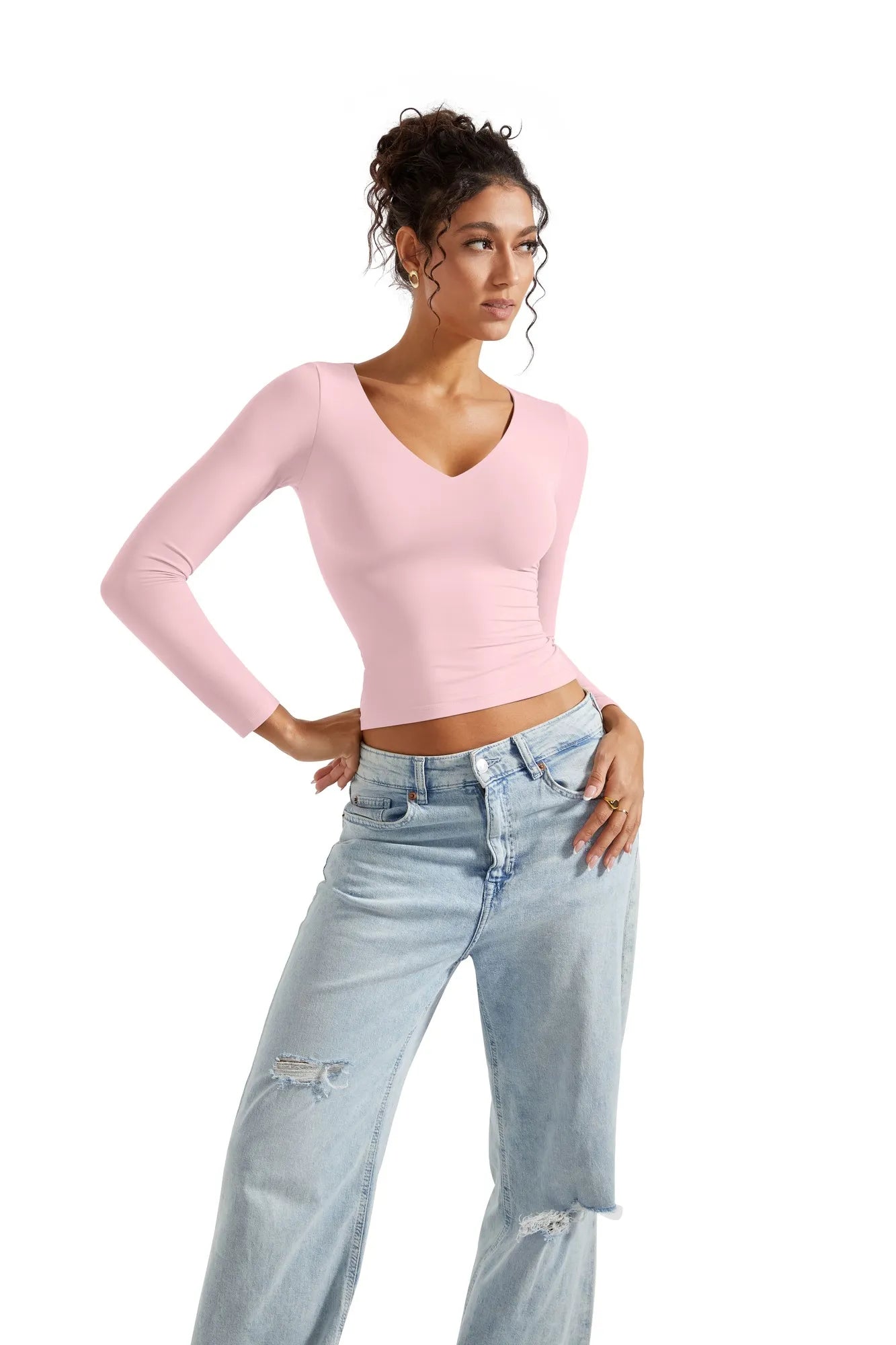 Buttery Soft V Neck Shirt - Long Sleeve-Clothing-SUUKSESS-SUUKSESS