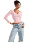 Buttery Soft V Neck Shirt - Long Sleeve-Clothing-SUUKSESS-SUUKSESS