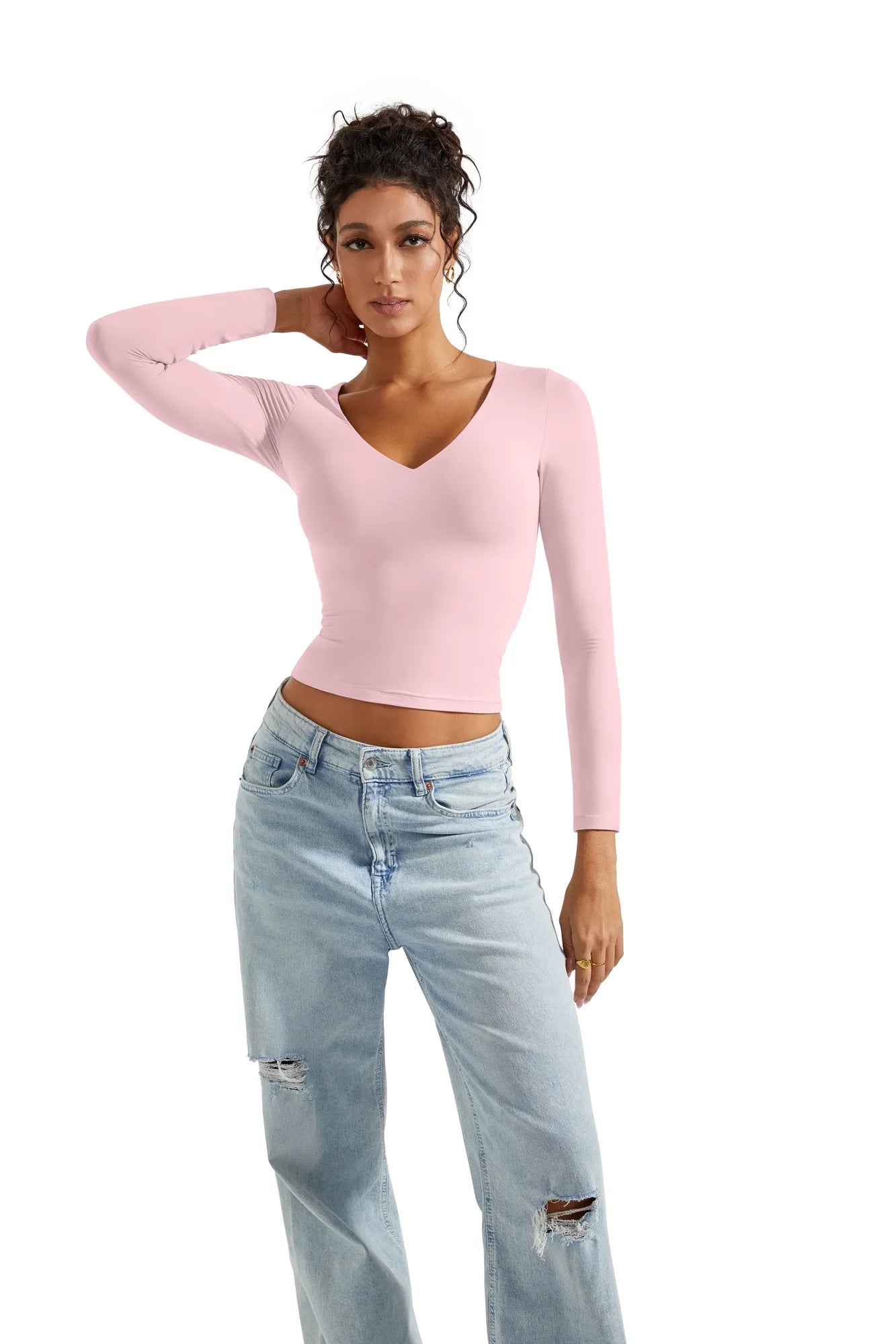 Buttery Soft V Neck Shirt - Long Sleeve-Clothing-SUUKSESS-SUUKSESS