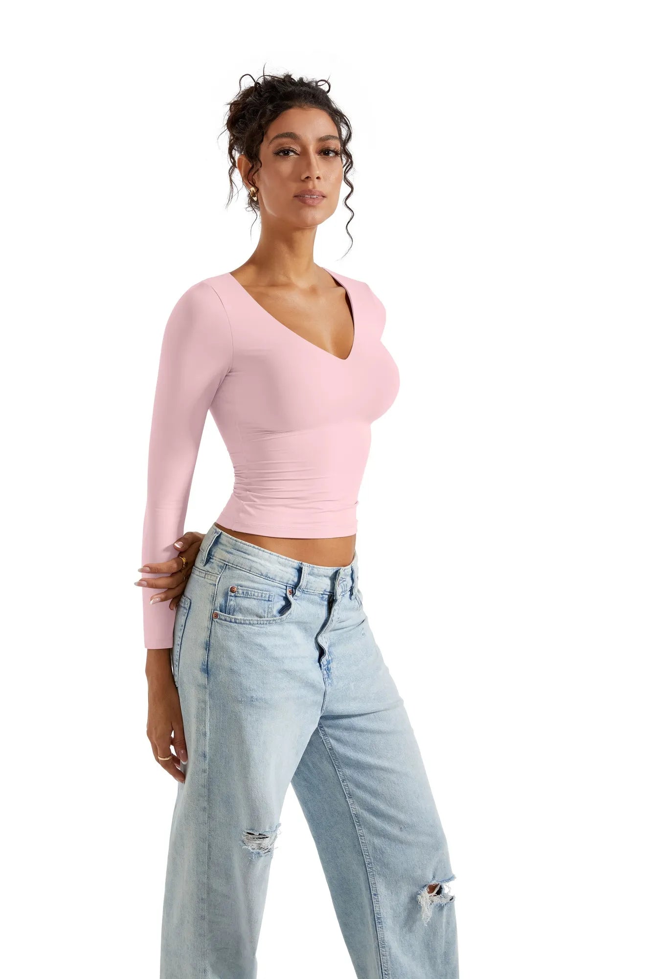Buttery Soft V Neck Shirt - Long Sleeve-Clothing-SUUKSESS-SUUKSESS