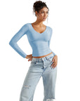 Buttery Soft V Neck Shirt - Long Sleeve-Clothing-SUUKSESS-SUUKSESS