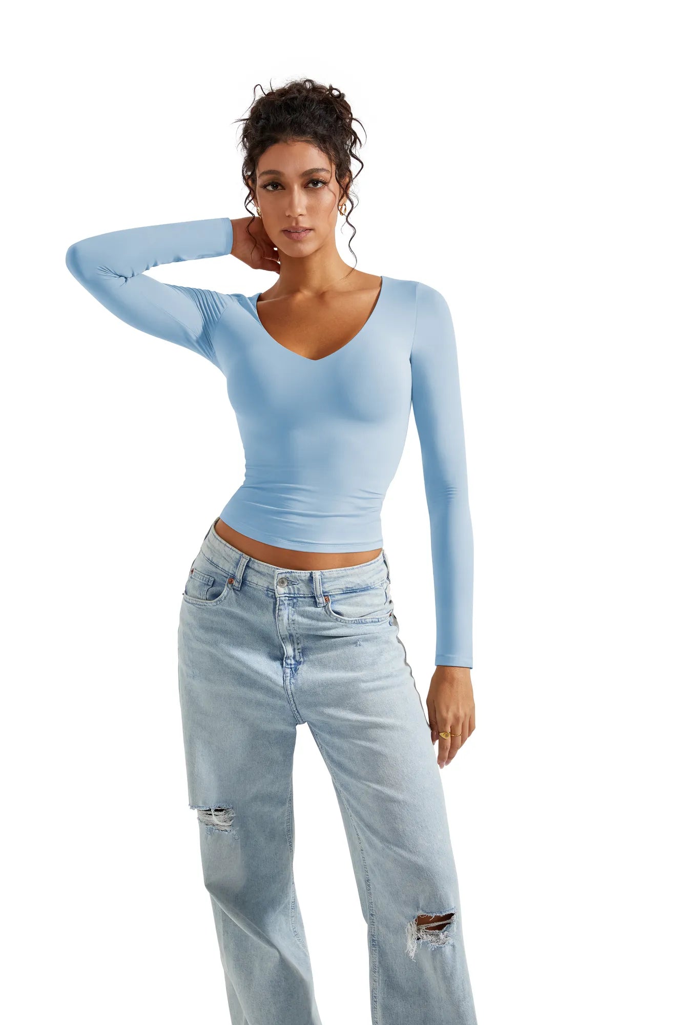 Buttery Soft V Neck Shirt - Long Sleeve-Clothing-SUUKSESS-SUUKSESS
