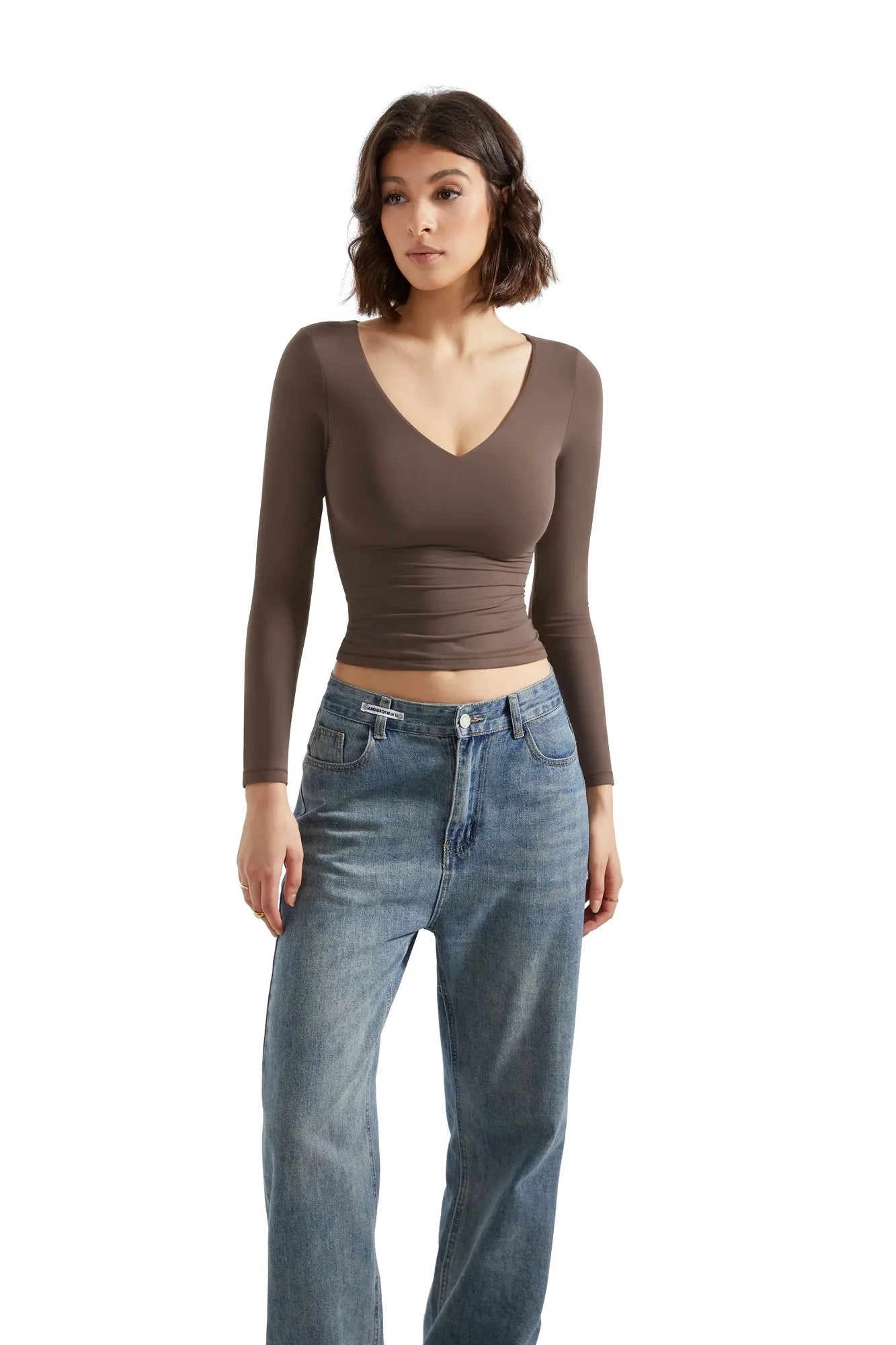 Buttery Soft V Neck Shirt - Long Sleeve-Clothing-SUUKSESS-SUUKSESS