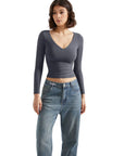 Buttery Soft V Neck Shirt - Long Sleeve-Clothing-SUUKSESS-SUUKSESS