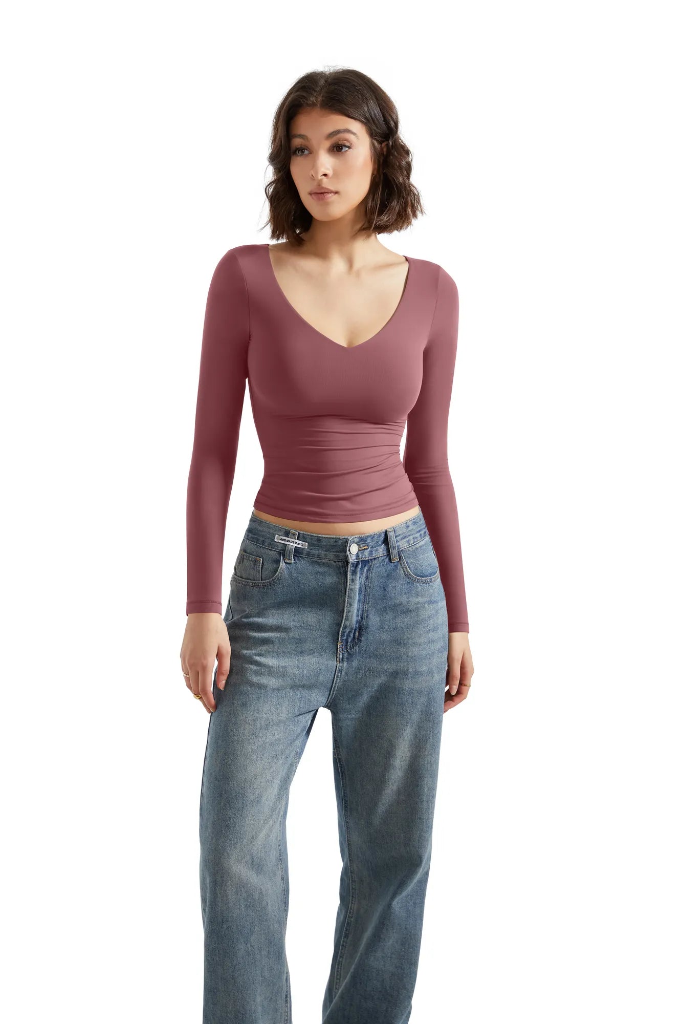 Buttery Soft V Neck Shirt - Long Sleeve-Clothing-SUUKSESS-SUUKSESS