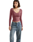 Buttery Soft V Neck Shirt - Long Sleeve-Clothing-SUUKSESS-SUUKSESS