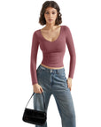 Buttery Soft V Neck Shirt - Long Sleeve-Clothing-SUUKSESS-SUUKSESS