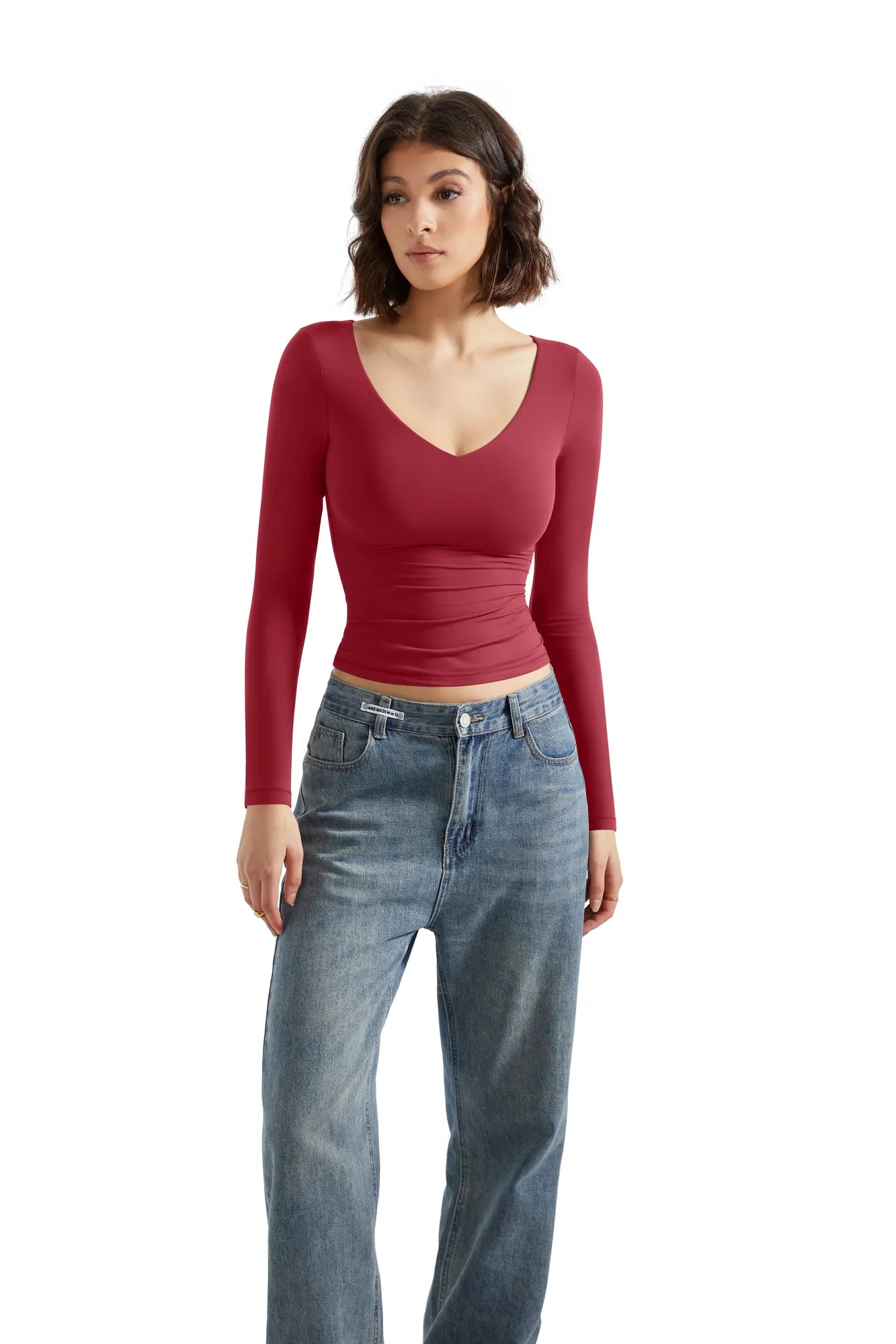 Buttery Soft V Neck Shirt - Long Sleeve-Clothing-SUUKSESS-SUUKSESS