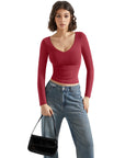 Buttery Soft V Neck Shirt - Long Sleeve-Clothing-SUUKSESS-SUUKSESS