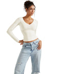 Buttery Soft V Neck Shirt - Long Sleeve-Clothing-SUUKSESS-SUUKSESS