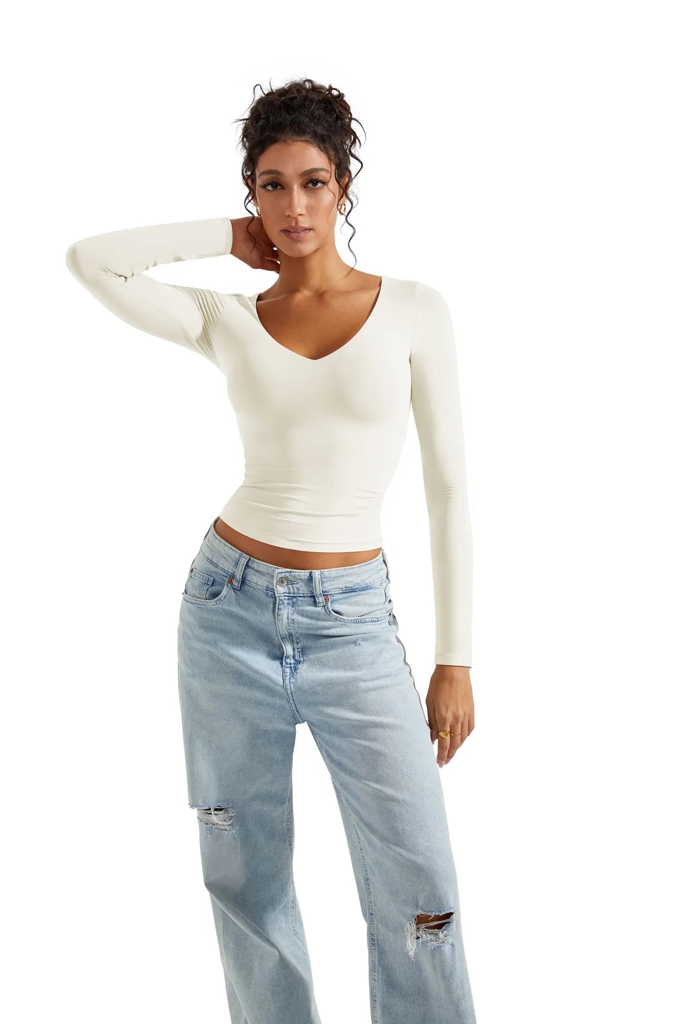 Buttery Soft V Neck Shirt - Long Sleeve-Clothing-SUUKSESS-SUUKSESS