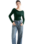 Off Shoulder Cowl Neck Shirt - Long Sleeve