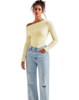 Off Shoulder Cowl Neck Shirt - Long Sleeve