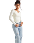 Off Shoulder Cowl Neck Shirt - Long Sleeve