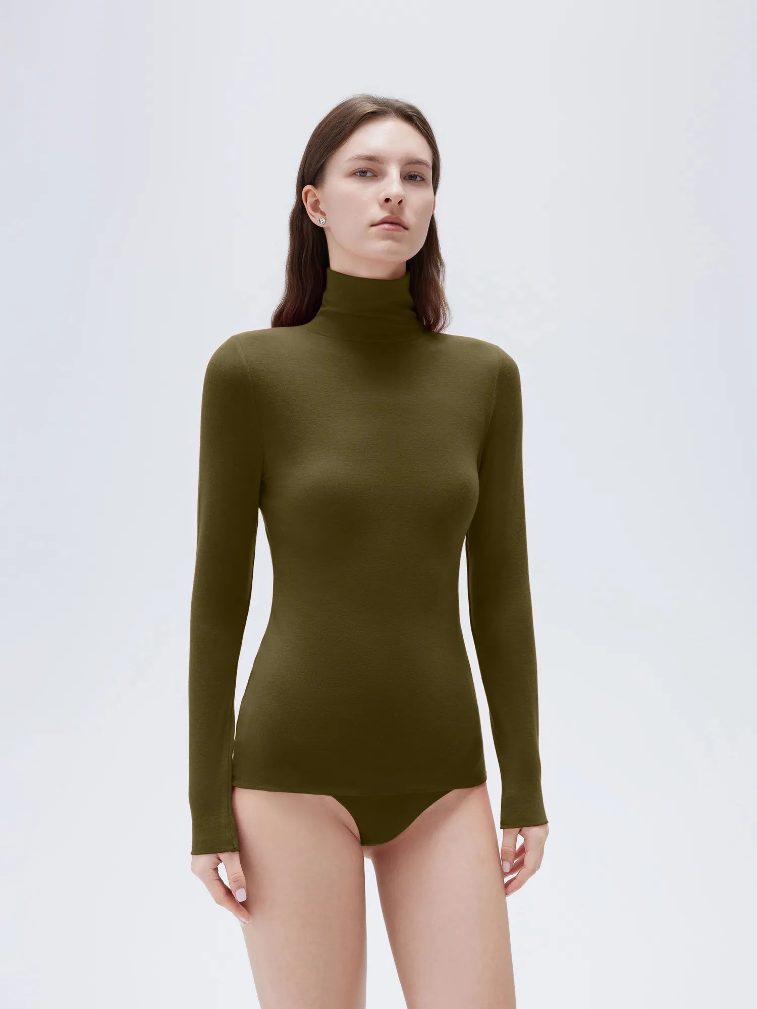 SUUKSESS Women Cashmere Turtleneck Long Sleeve Shirt Fitted Fall Basic Thermal Tops Fall Fashion-SUUKSESS-Olive-XS-SUUKSESS