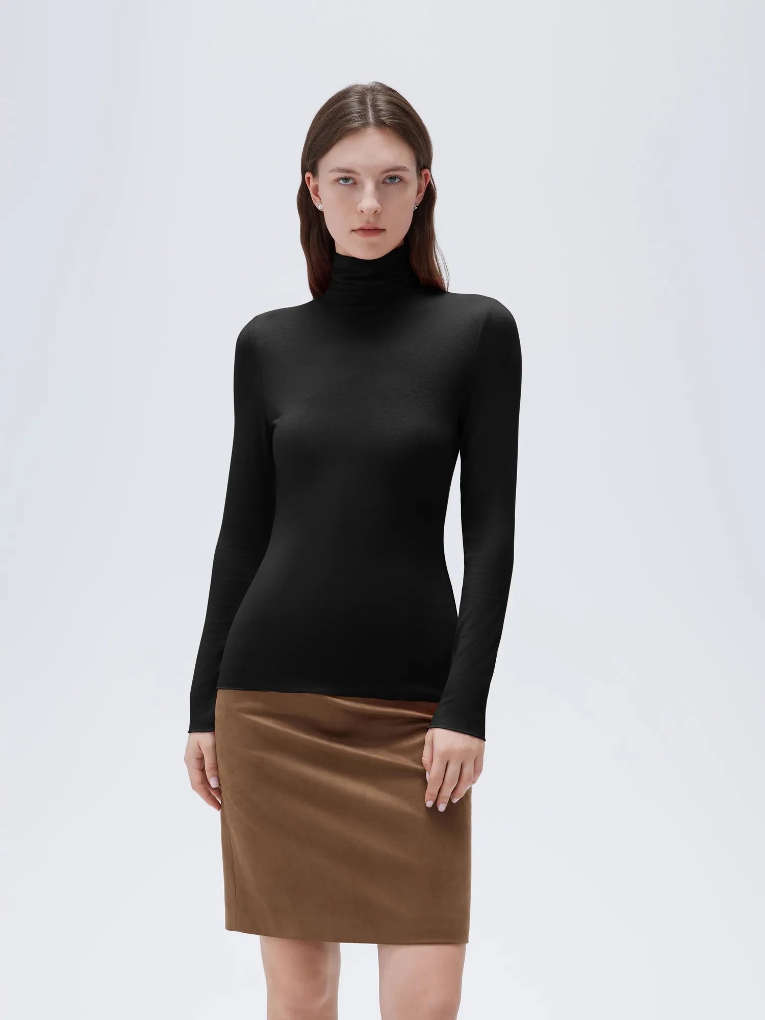 SUUKSESS Women Cashmere Turtleneck Long Sleeve Shirt Fitted Fall Basic Thermal Tops Fall Fashion-SUUKSESS-SUUKSESS