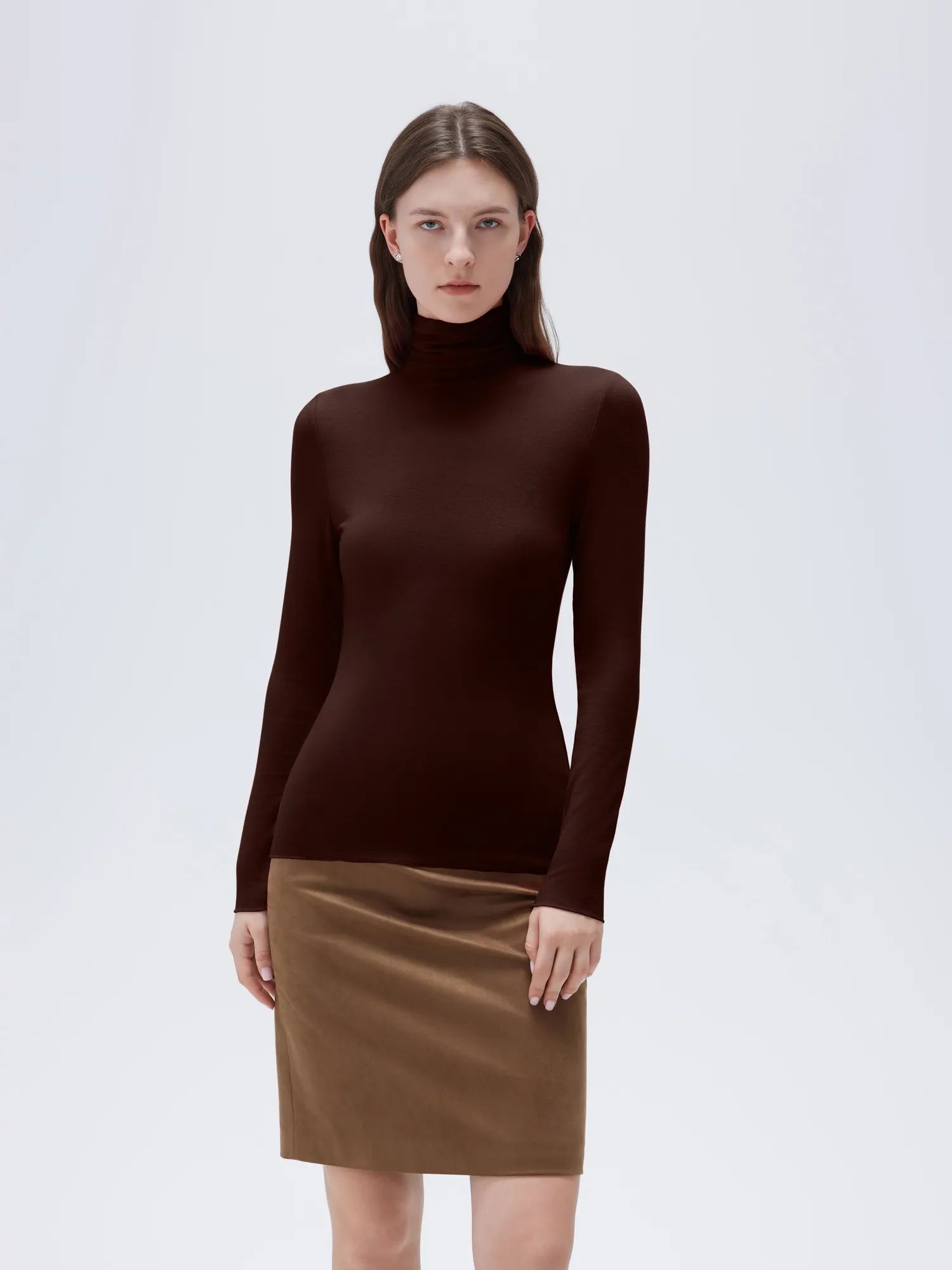 SUUKSESS Women Cashmere Turtleneck Long Sleeve Shirt Fitted Fall Basic Thermal Tops Fall Fashion-SUUKSESS-SUUKSESS