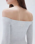 SUUKSESS Women Padded Off The Shoulder Tops Ribbed Long Sleeve Shirts Fall Basic-SUUKSESS-SUUKSESS