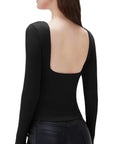 SUUKSESS Women Backless Going Out Tops Padded Modal Basic Long Sleeve Shirts-SUUKSESS-Black-XS-SUUKSESS