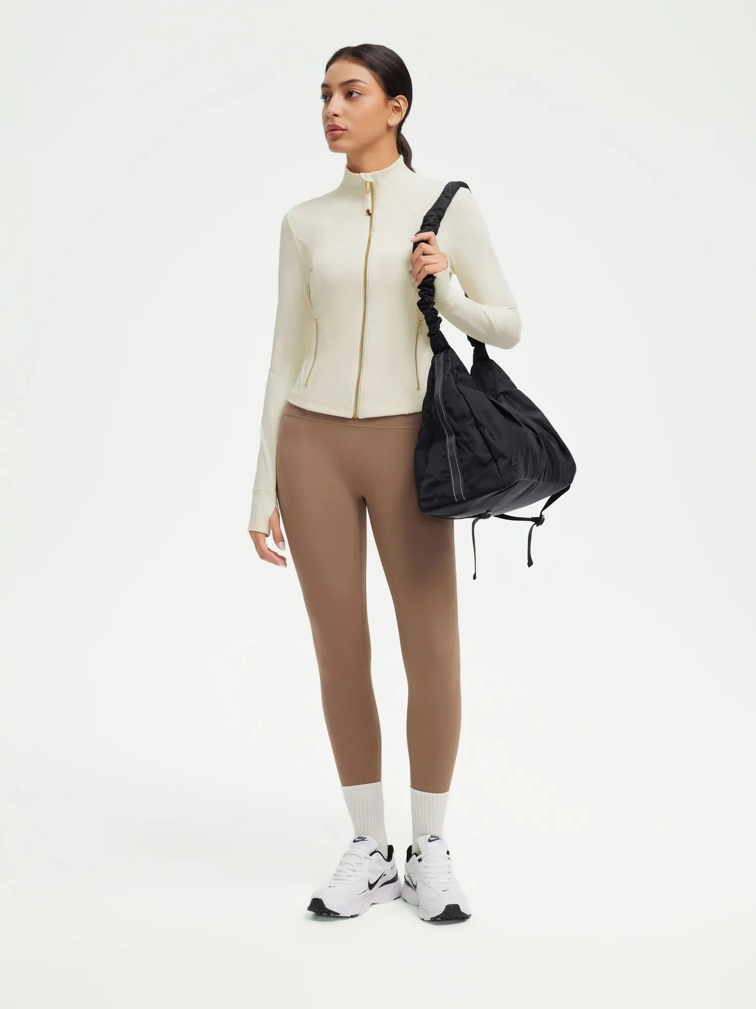 SUUKSESS Women Golden Full Zip Up Workout Cropped Jackets Lightweight Athletic Yoga Tops-SUUKSESS-SUUKSESS