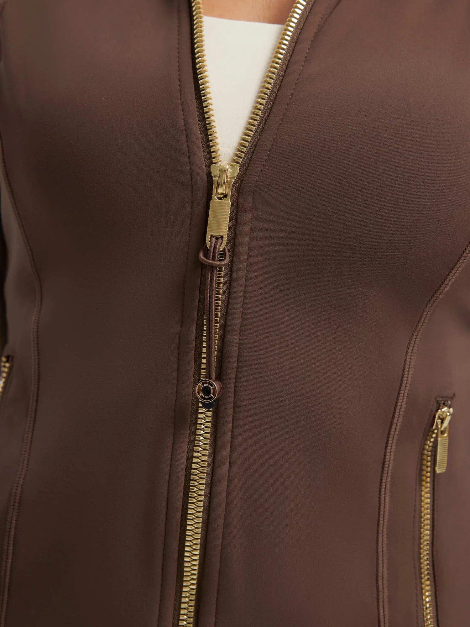 SUUKSESS Women Golden Full Zip Up Workout Cropped Jackets Lightweight Athletic Yoga Tops-SUUKSESS-SUUKSESS