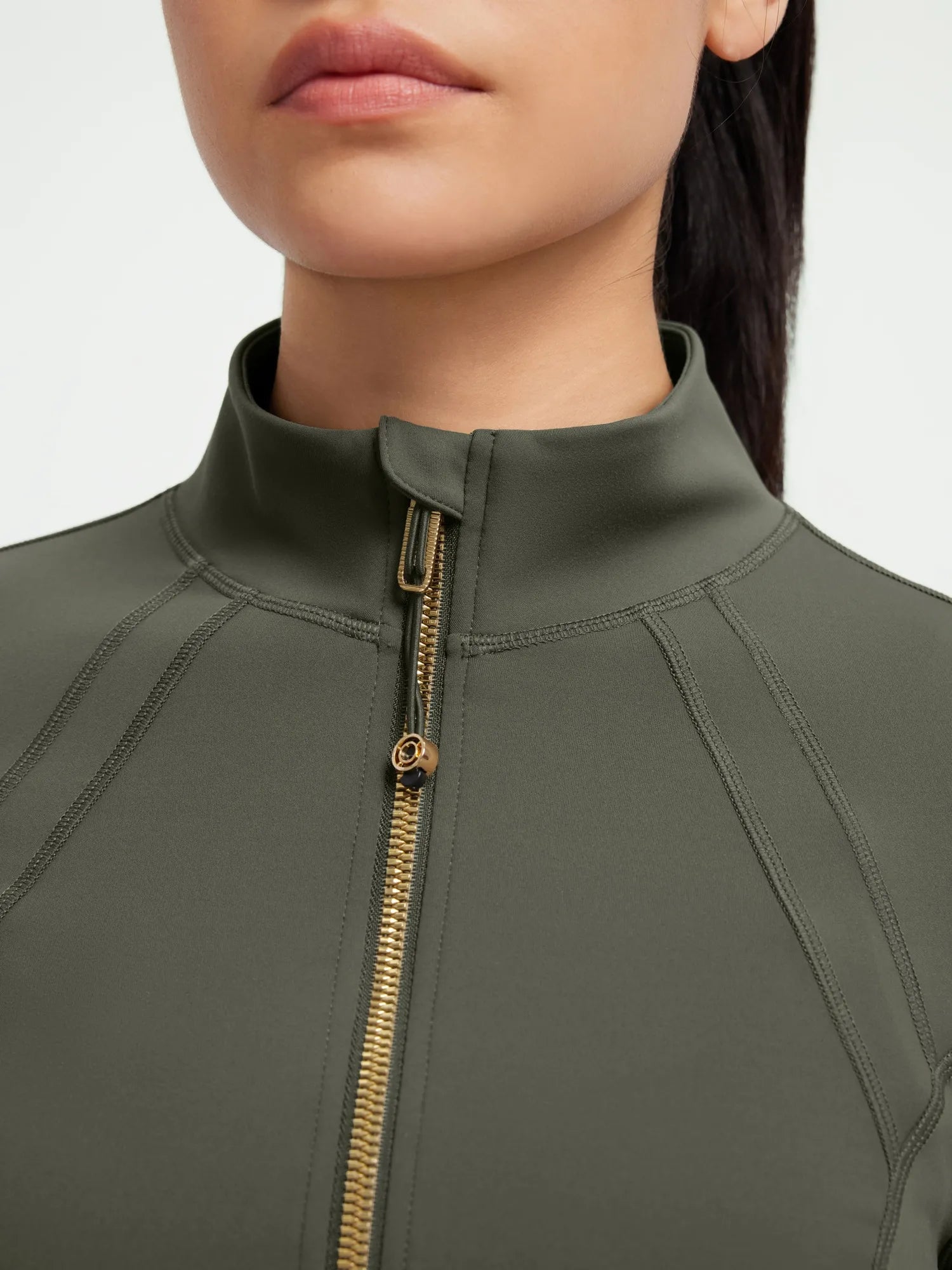 SUUKSESS Women Golden Full Zip Up Workout Cropped Jackets Lightweight Athletic Yoga Tops-SUUKSESS-SUUKSESS