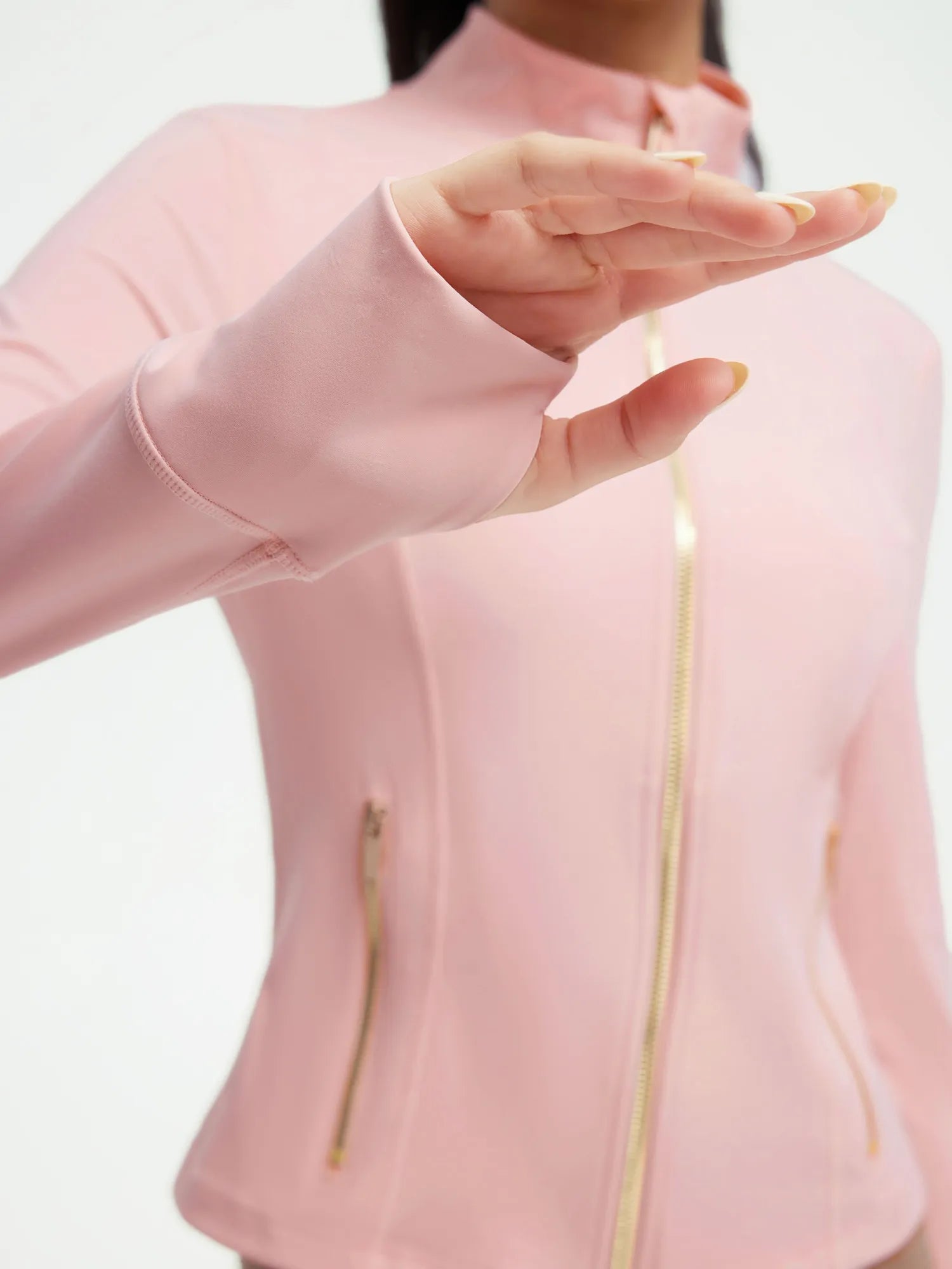 SUUKSESS Women Golden Full Zip Up Workout Cropped Jackets Lightweight Athletic Yoga Tops-SUUKSESS-SUUKSESS