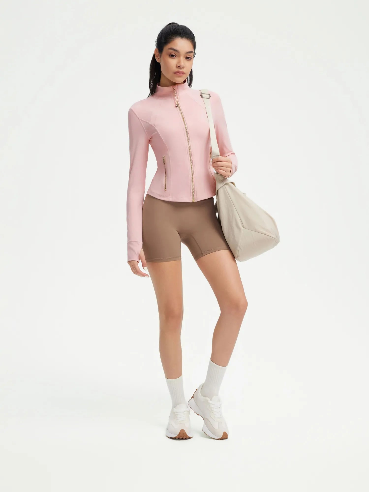 SUUKSESS Women Golden Full Zip Up Workout Cropped Jackets Lightweight Athletic Yoga Tops-SUUKSESS-SUUKSESS