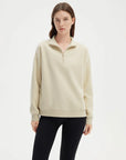 SUUKSESS Sweatshirts for Women Zipper Hoodies Fall Fashion Pullover Long Sleeve Shirts Thumb Holes Outfits Clothes-SUUKSESS-Cornsilk-XS-SUUKSESS