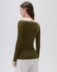 SUUKSESS Cloud Cashmere Women Boat Neck Fitted Long Sleeve Shirt Basic Knit Tops-SUUKSESS-SUUKSESS