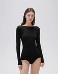 SUUKSESS Cloud Cashmere Women Boat Neck Fitted Long Sleeve Shirt Basic Knit Tops-SUUKSESS-Black-XS-SUUKSESS