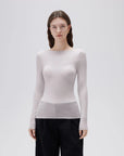 SUUKSESS Cloud Cashmere Women Boat Neck Fitted Long Sleeve Shirt Basic Knit Tops-SUUKSESS-Light Grey-XS-SUUKSESS