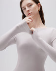 SUUKSESS Cloud Cashmere Women Boat Neck Fitted Long Sleeve Shirt Basic Knit Tops-SUUKSESS-SUUKSESS