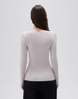 SUUKSESS Cloud Cashmere Women Boat Neck Fitted Long Sleeve Shirt Basic Knit Tops-SUUKSESS-SUUKSESS