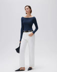 SUUKSESS Cloud Cashmere Women Boat Neck Fitted Long Sleeve Shirt Basic Knit Tops-SUUKSESS-SUUKSESS