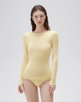 SUUKSESS Cloud Cashmere Women Boat Neck Fitted Long Sleeve Shirt Basic Knit Tops-SUUKSESS-Yellow-XS-SUUKSESS