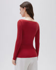 SUUKSESS Cloud Cashmere Women Boat Neck Fitted Long Sleeve Shirt Basic Knit Tops-SUUKSESS-SUUKSESS