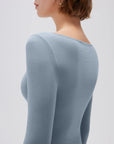 SUUKSESS Cloud Cashmere Women Boat Neck Fitted Long Sleeve Shirt Basic Knit Tops-SUUKSESS-SUUKSESS