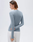 SUUKSESS Cloud Cashmere Women Crew Neck Fitted Long Sleeve Shirt Basic Knit Tops-SUUKSESS-SUUKSESS