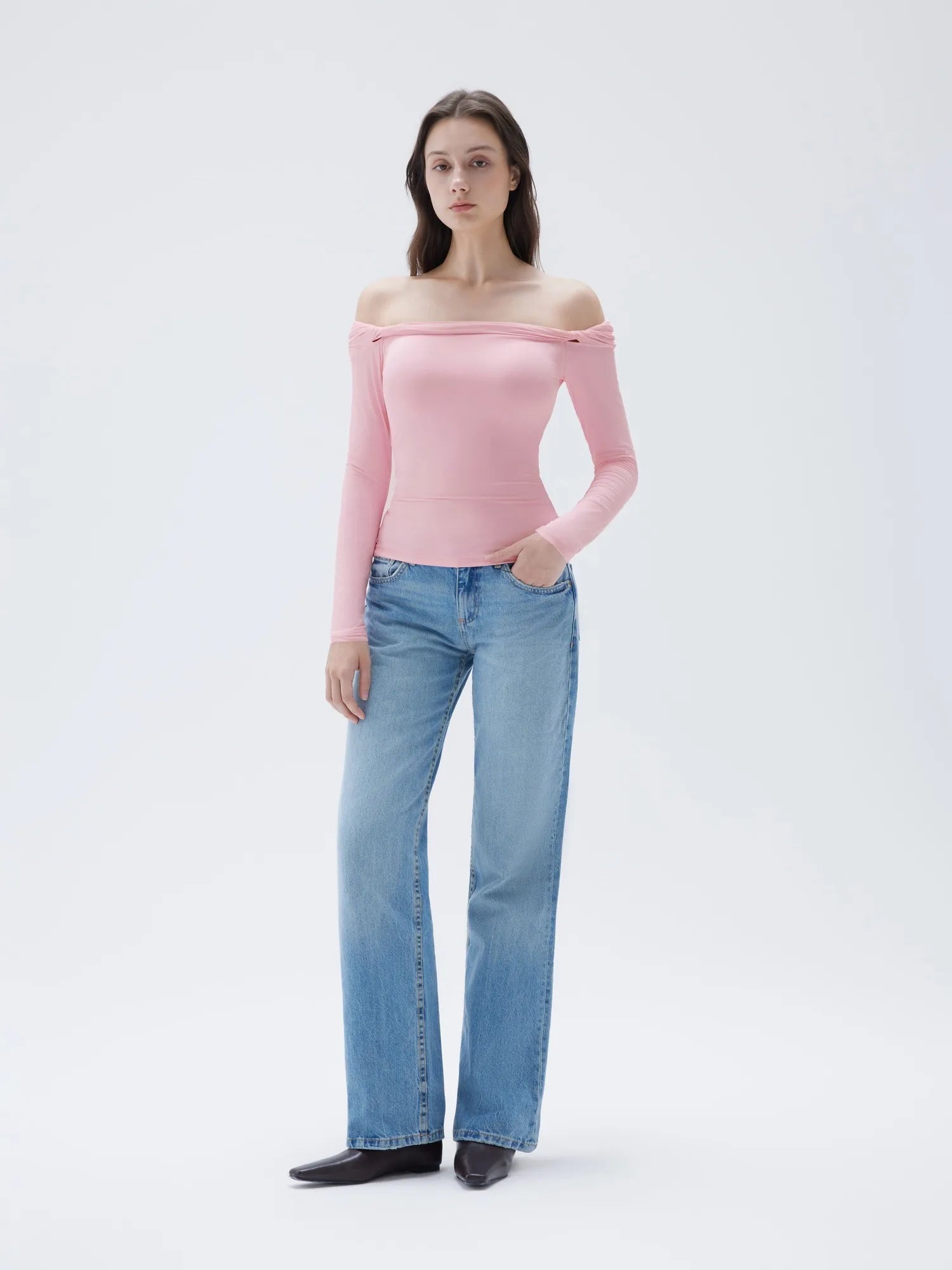 SUUKSESS Women Off The Shoulder Tops with Built in Bra Double Lined Going Out Fitted Basic Fall Shirts-SUUKSESS-SUUKSESS