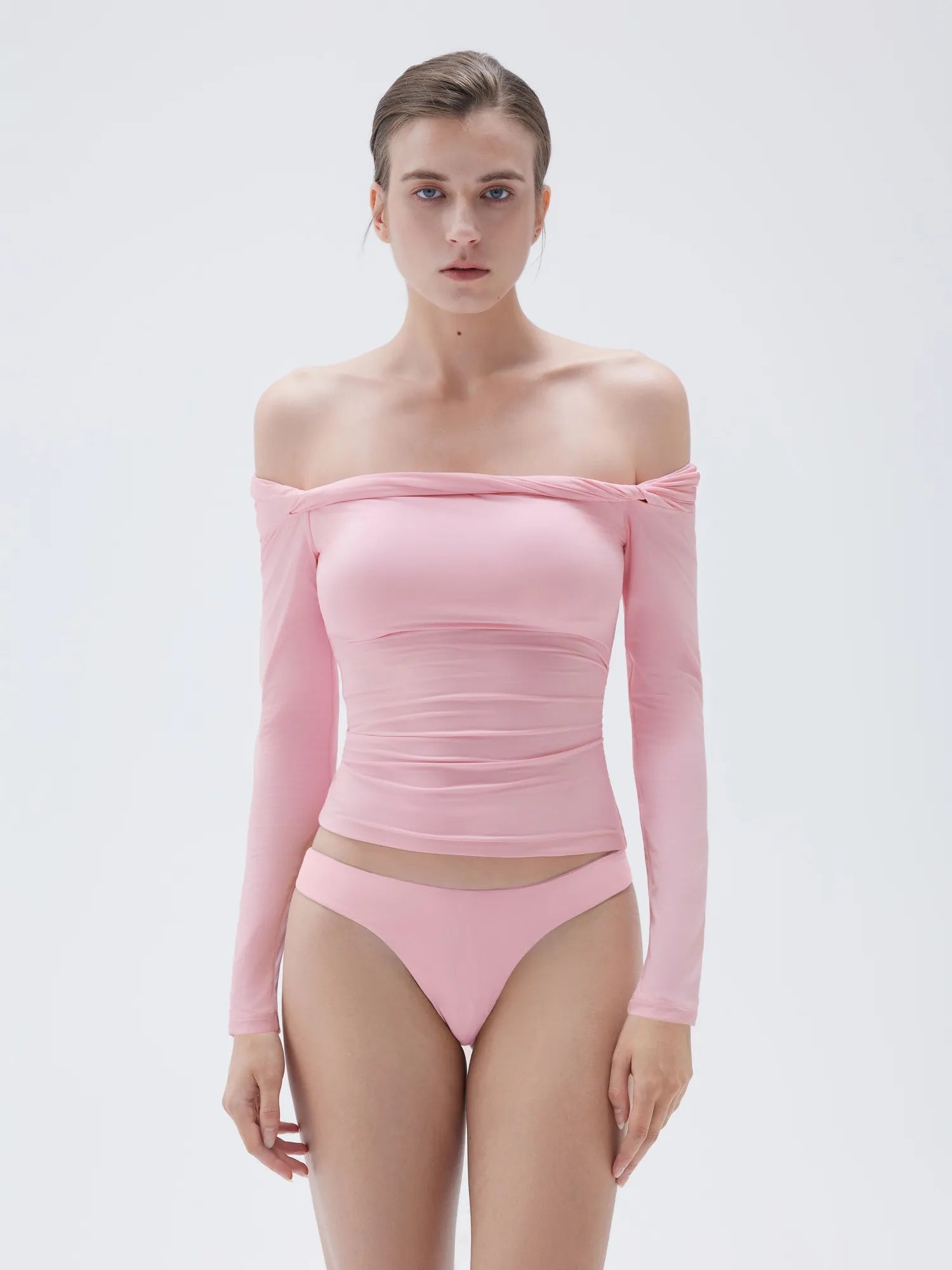SUUKSESS Women Off The Shoulder Tops with Built in Bra Double Lined Going Out Fitted Basic Fall Shirts-SUUKSESS-SUUKSESS