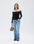 SUUKSESS Women Off The Shoulder Tops with Built in Bra Double Lined Going Out Fitted Basic Fall Shirts-SUUKSESS-SUUKSESS