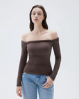 SUUKSESS Women Off The Shoulder Tops with Built in Bra Double Lined Going Out Fitted Basic Fall Shirts-SUUKSESS-SUUKSESS