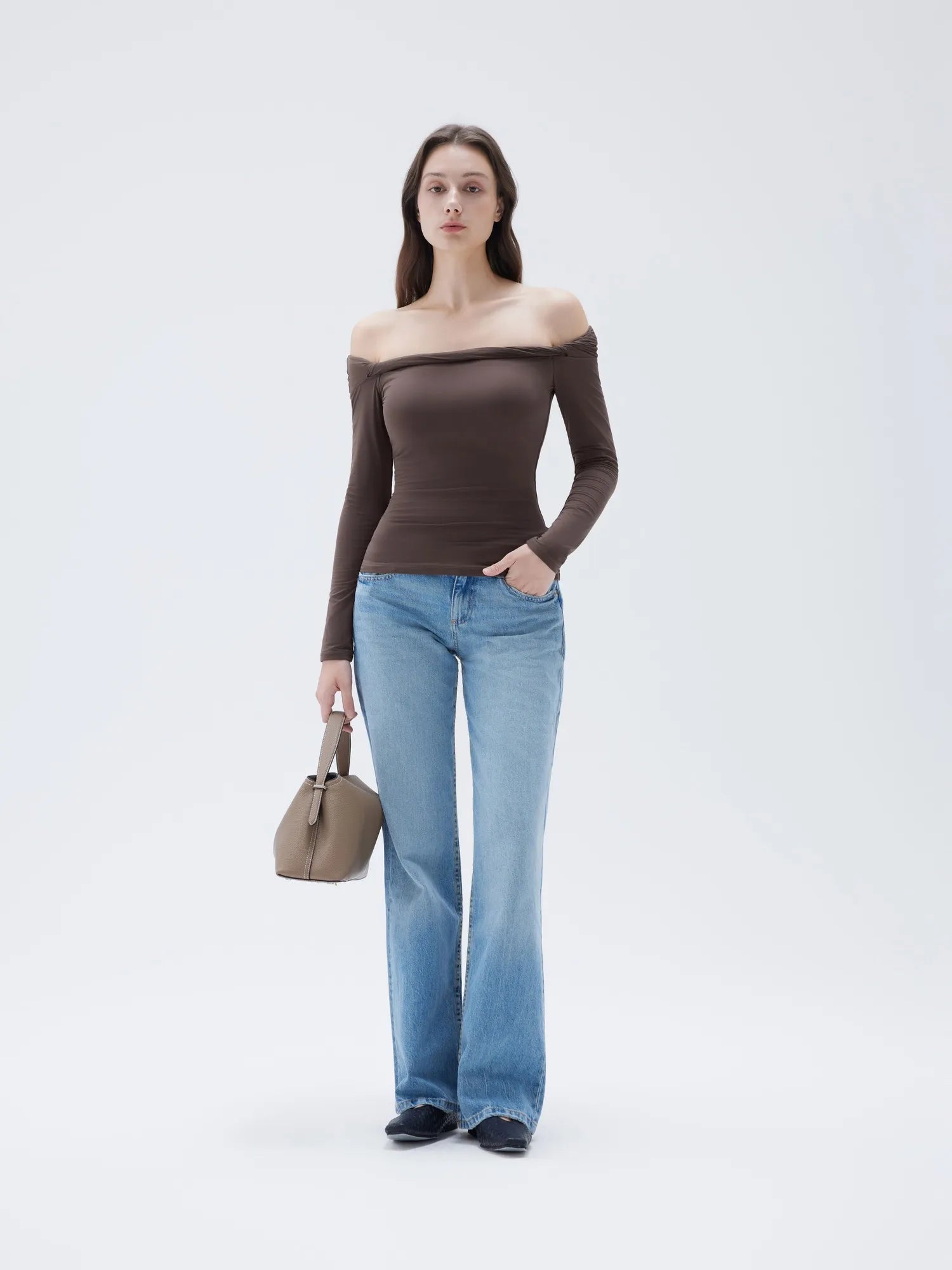 SUUKSESS Women Off The Shoulder Tops with Built in Bra Double Lined Going Out Fitted Basic Fall Shirts-SUUKSESS-SUUKSESS