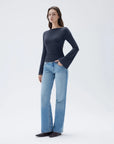 SUUKSESS Women Crew Neck Bell Sleeve Tops Double Lined Going Out Fitted Basic T Shirts-SUUKSESS-SUUKSESS